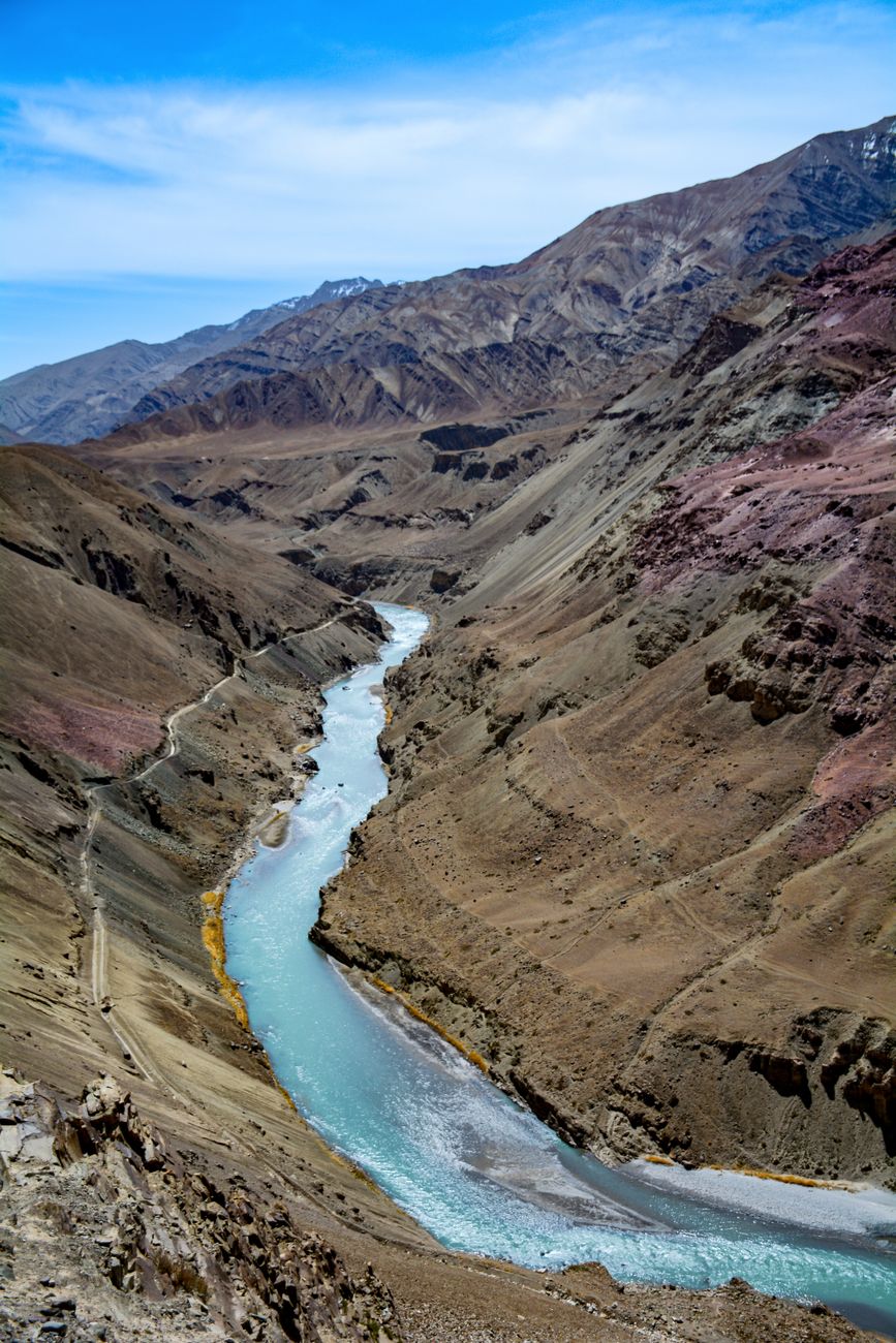 Zanskar river and mountains in Ladakh