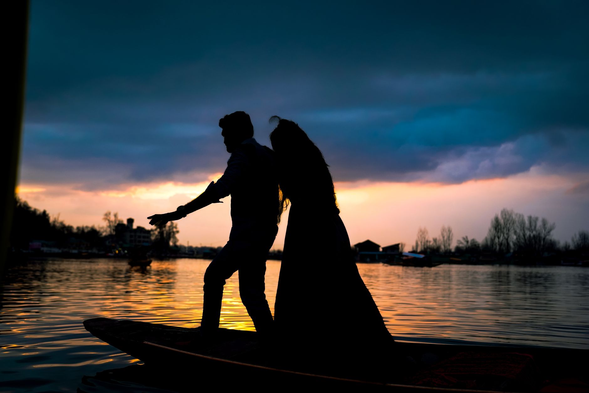 Couple enjoying a peaceful mountain view in Kashmir